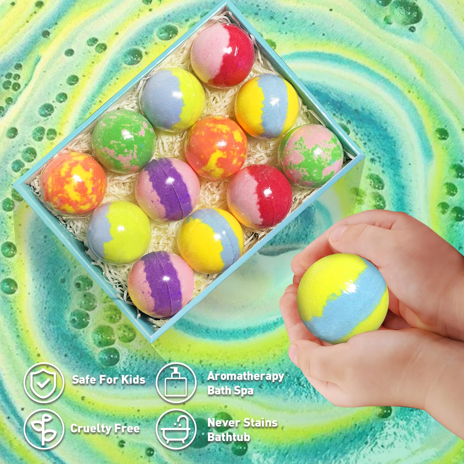 Lisotera individually wrapped gift-box keeps bath bombs ready for gifting.