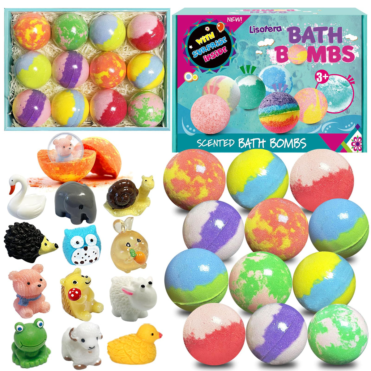 Lisotera kids bath bombs with surprise toy inside inspire curiosity during bath time.