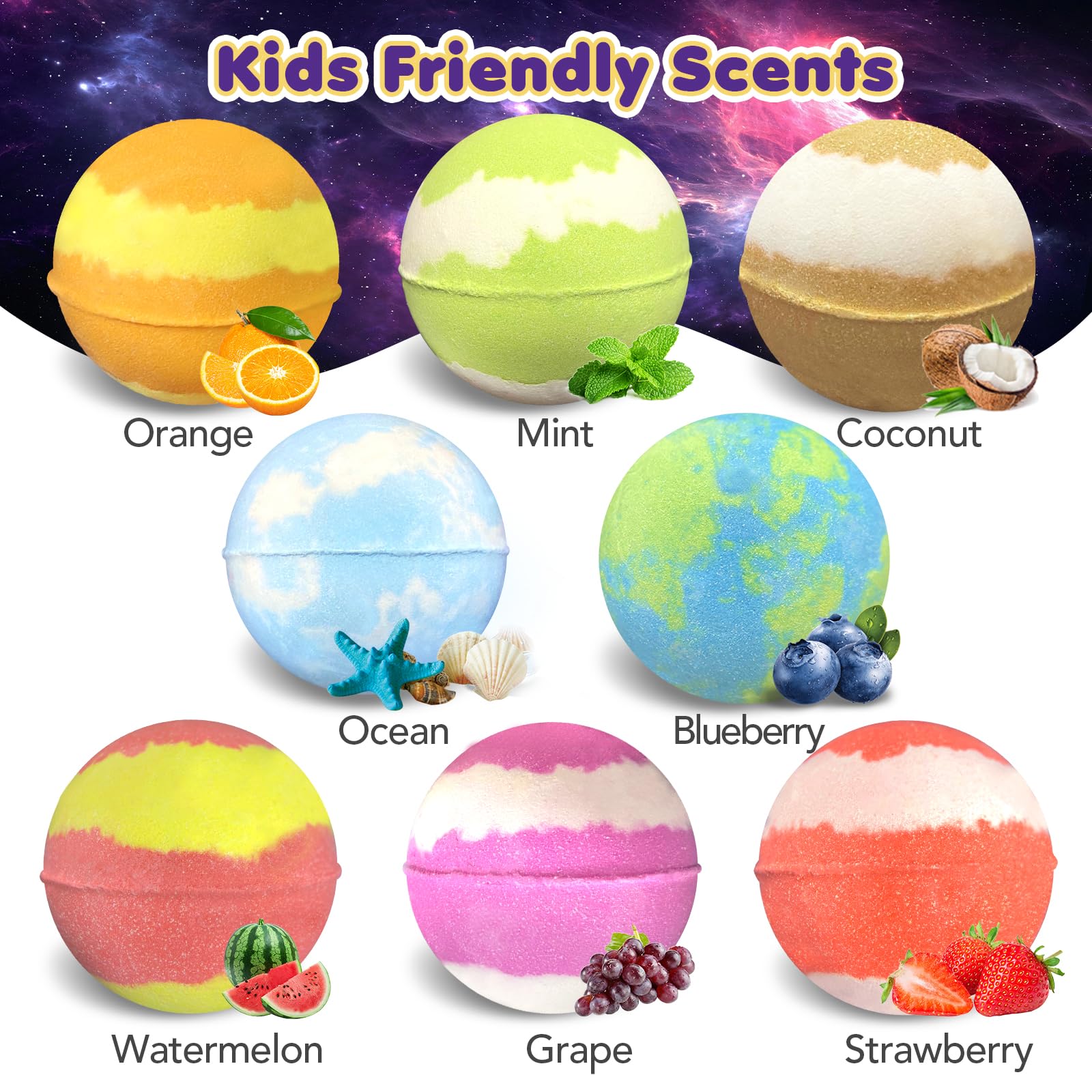 Lisotera solar system bath bombs reveal eight surprises as colors swirl in tub