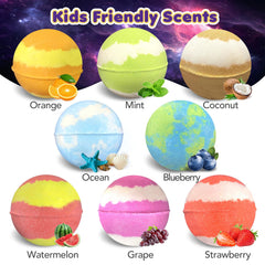 Lisotera solar system bath bombs reveal eight surprises as colors swirl in tub