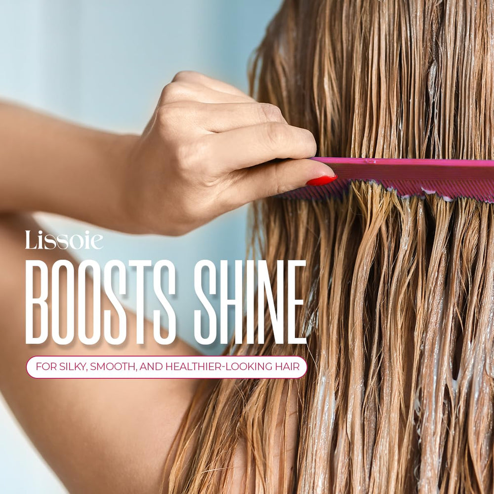 Lissoie Revitalizing Anti-Frizz Mask application-hair demonstrates even coverage and frizz control