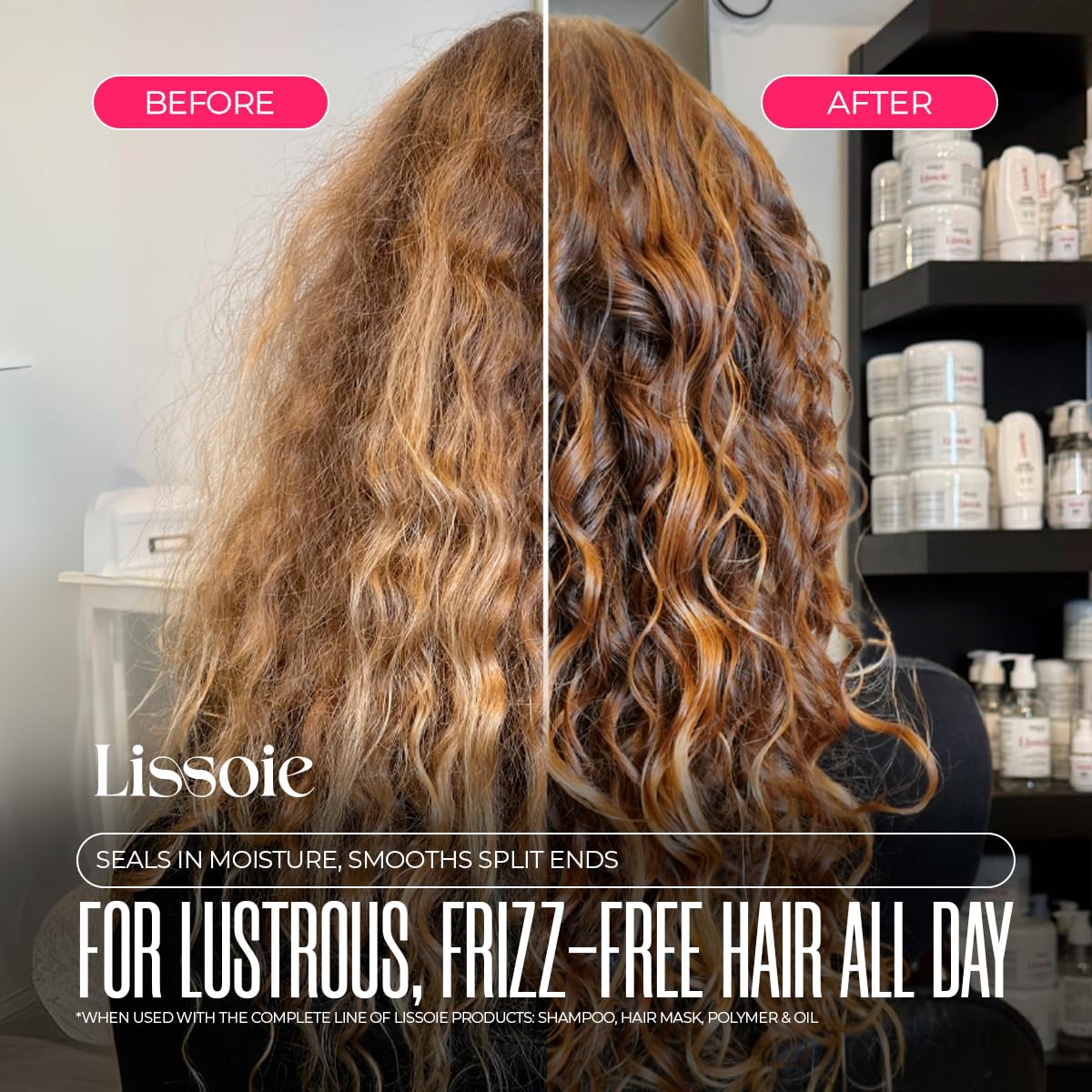 Lissoie Revitalizing Anti-Frizz Mask packaging-closeup highlights sulfate-free and paraben-free formula