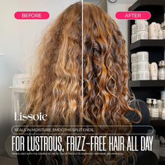Lissoie Revitalizing Anti-Frizz Mask packaging-closeup highlights sulfate-free and paraben-free formula