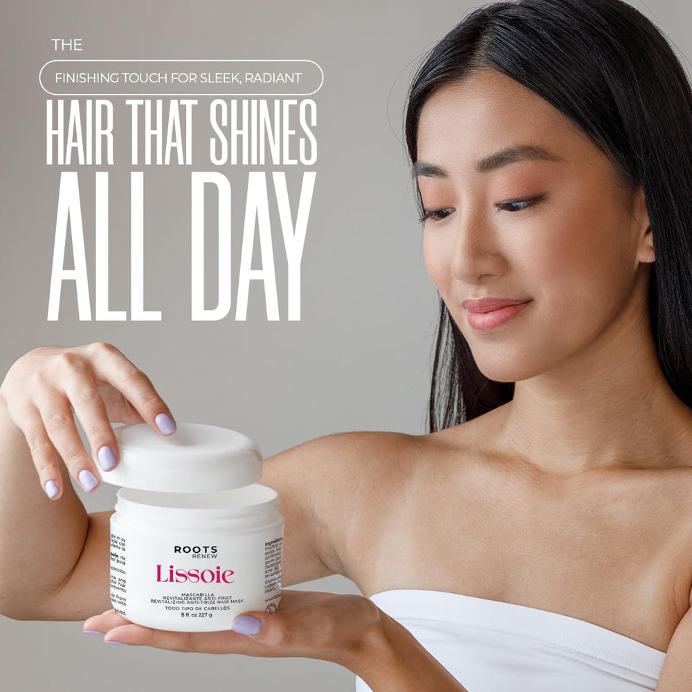 Lissoie Revitalizing Anti-Frizz Mask uv-shield image illustrates sun protection for color-treated hair