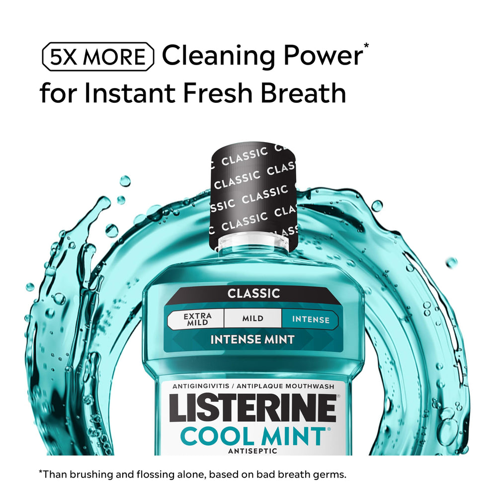Listerine back label with directions and ingredients clearly visible for safe use
