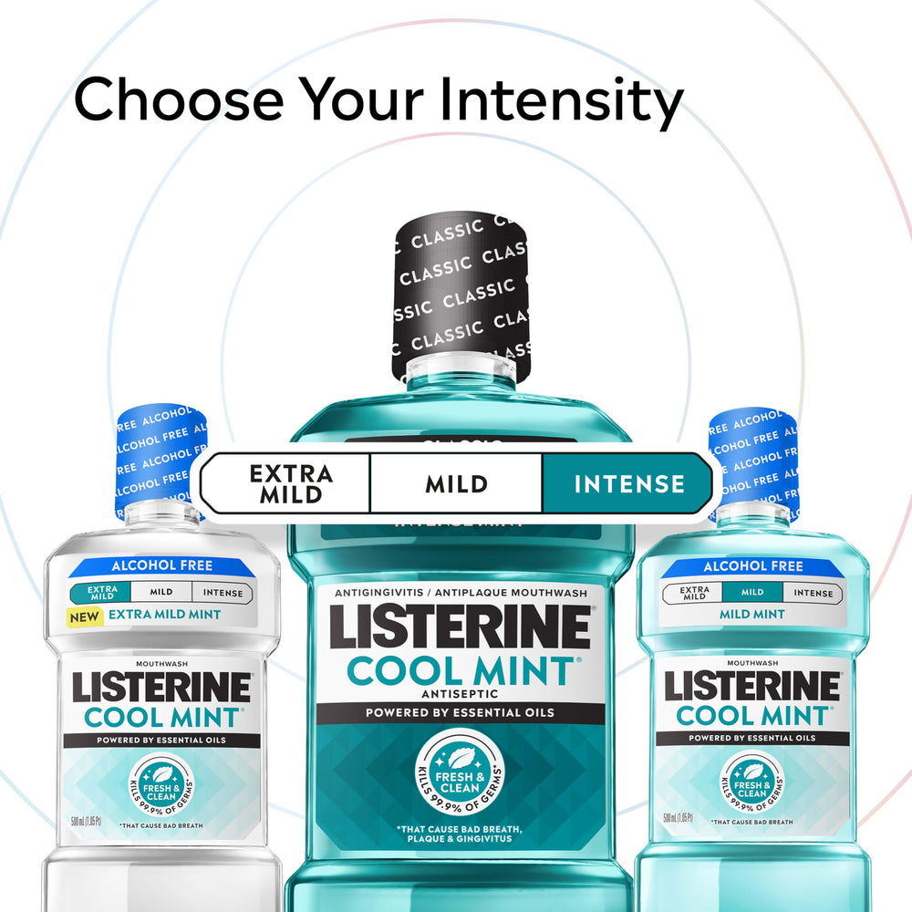 Close-up of Listerine liquid texture highlighting minty clarity and antiseptic strength