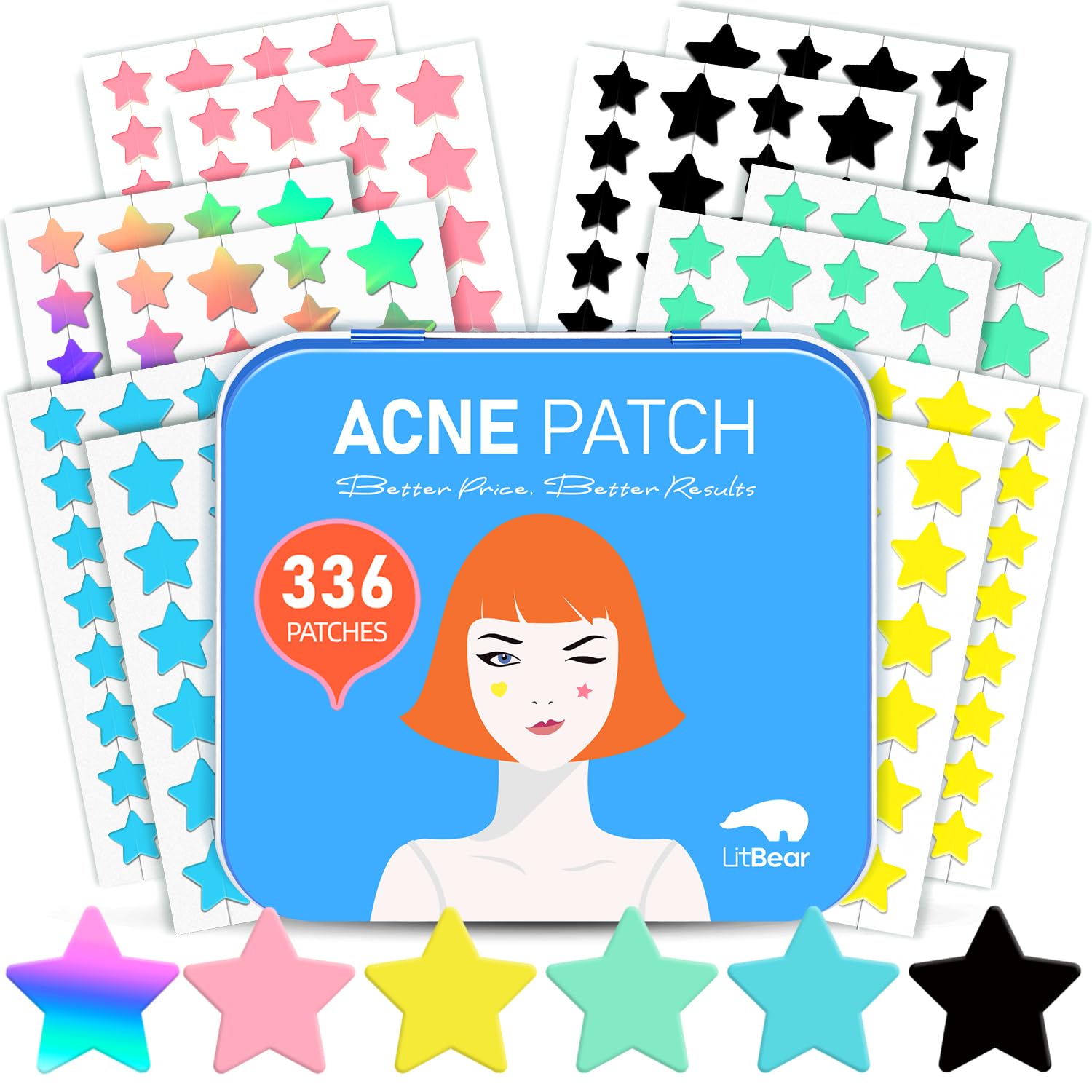 LitBear acne patch star collection in six colors for versatile coverage.