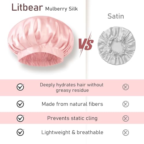 LitBear braid-friendly cap suits voluminous hairstyles like braids for overnight care.