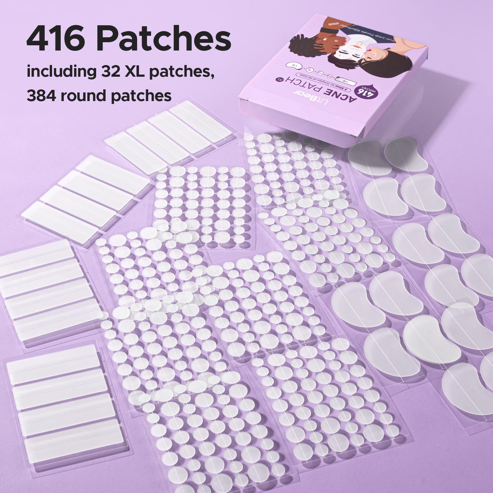 LitBear contoured XL strip hugs facial curves for chin and forehead adhesion