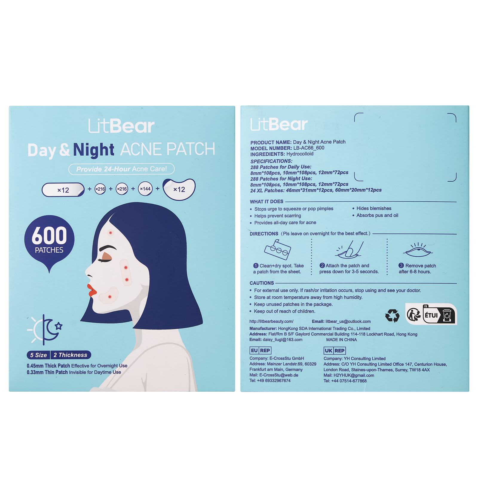 LitBear packaging shot highlights a 600 count pack for daily use.