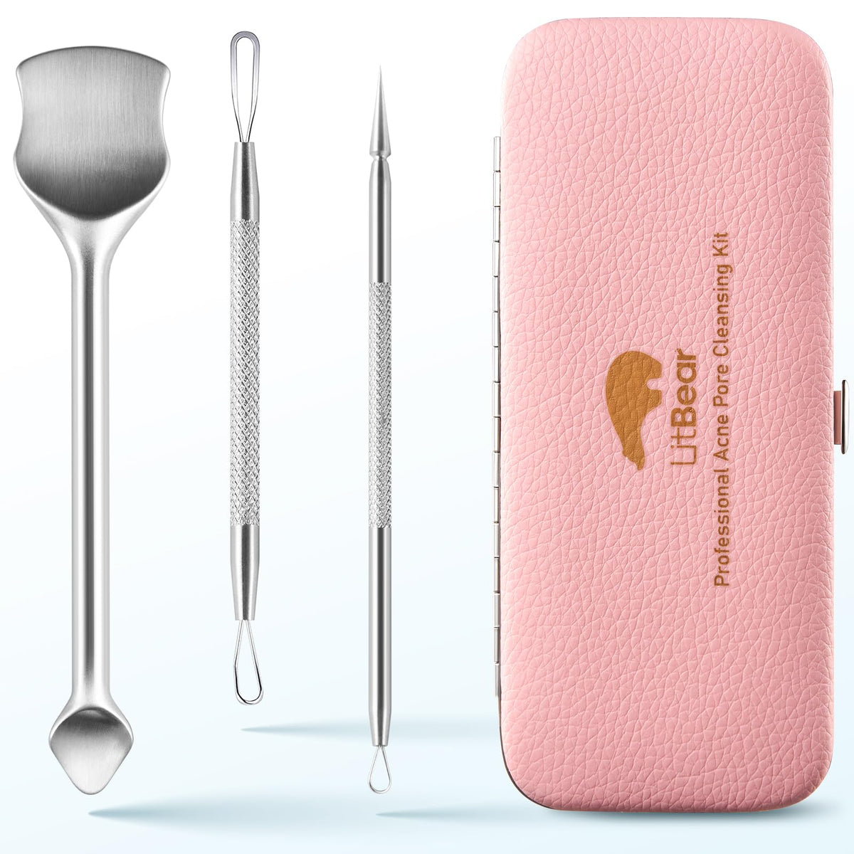 LitBear pore-pre-tool close-up showing gentle pore unclogging for clear skin.