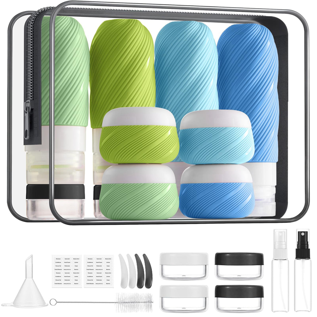 LitBear silicone travel bottles in 3oz and 2oz for organized, leak-free toiletries