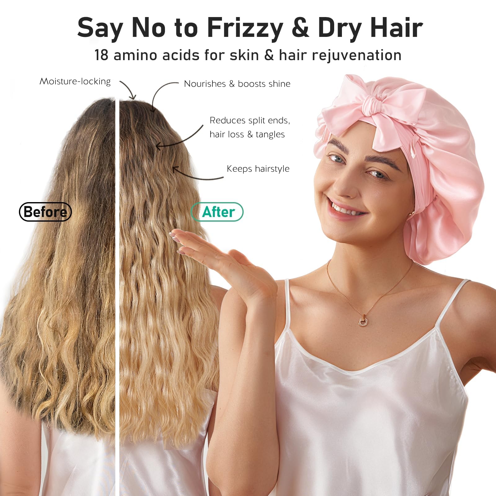LitBear silk bonnet 13-inch diameter supports long and curly hair overnight.