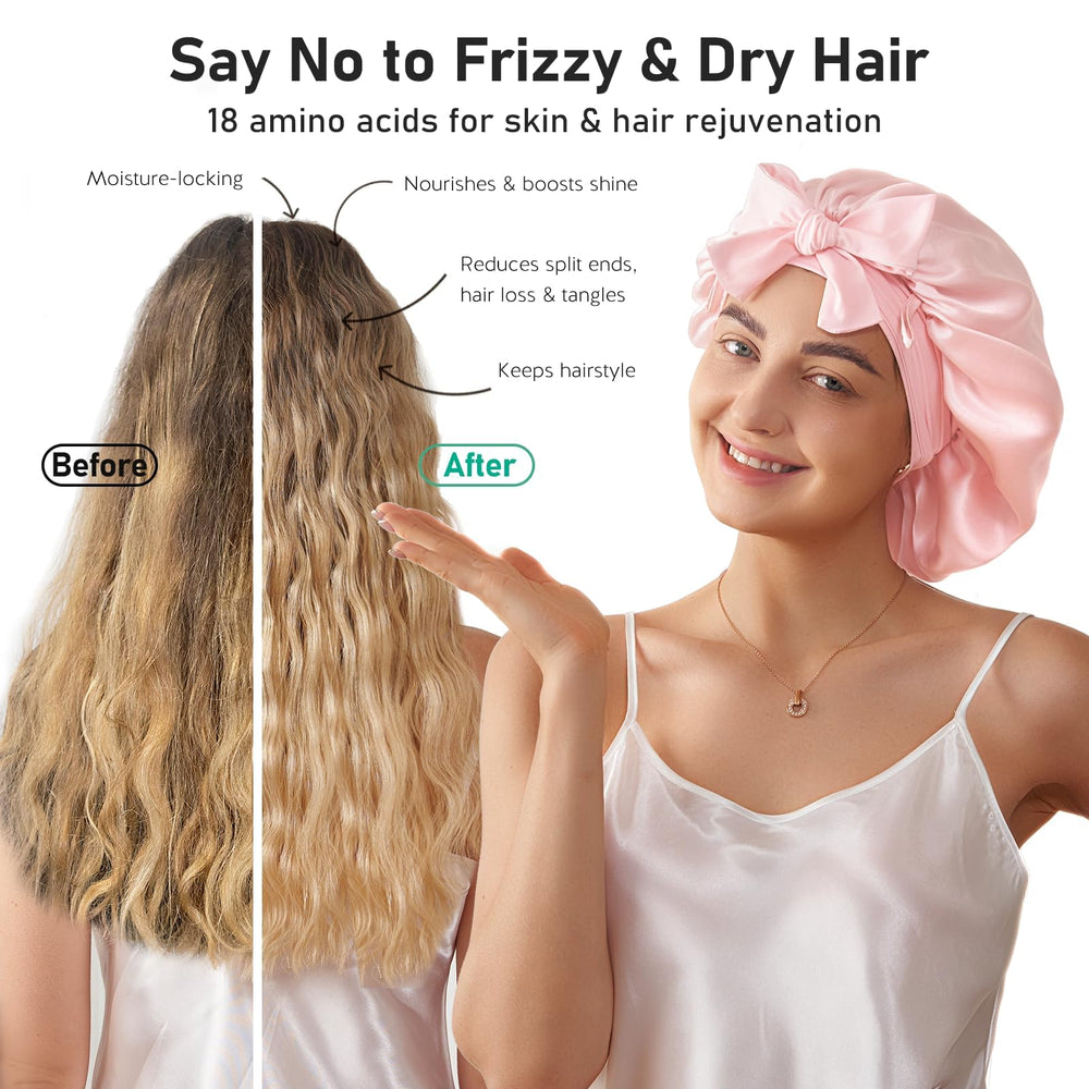 LitBear silk bonnet 13-inch diameter supports long and curly hair overnight.