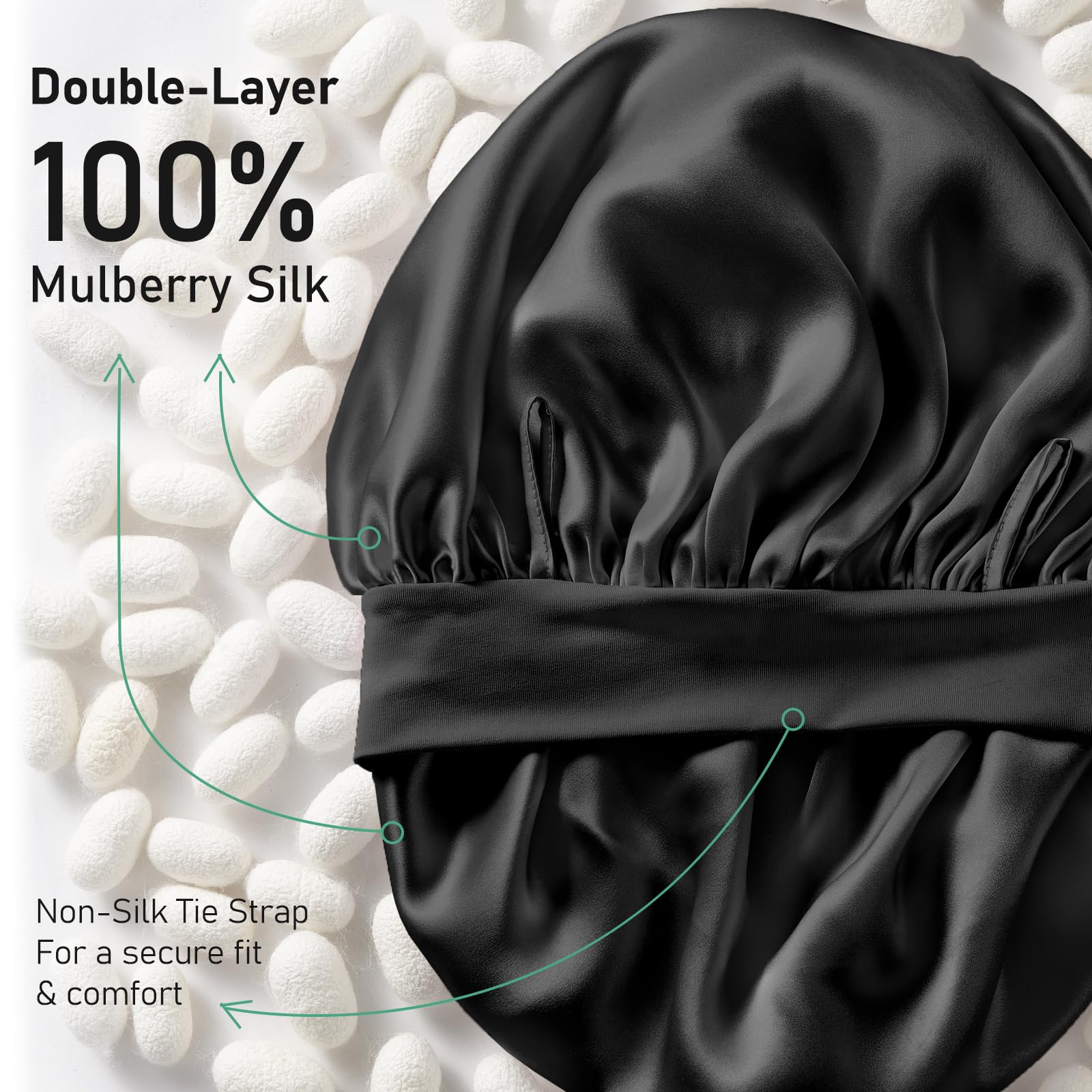 LitBear bonnet adjustable ties shown for custom, secure fit during night.