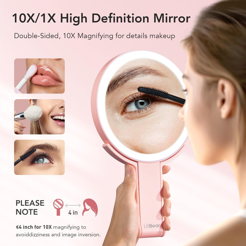 LitBear mirror 1x HD side for overall makeup and skincare tasks.