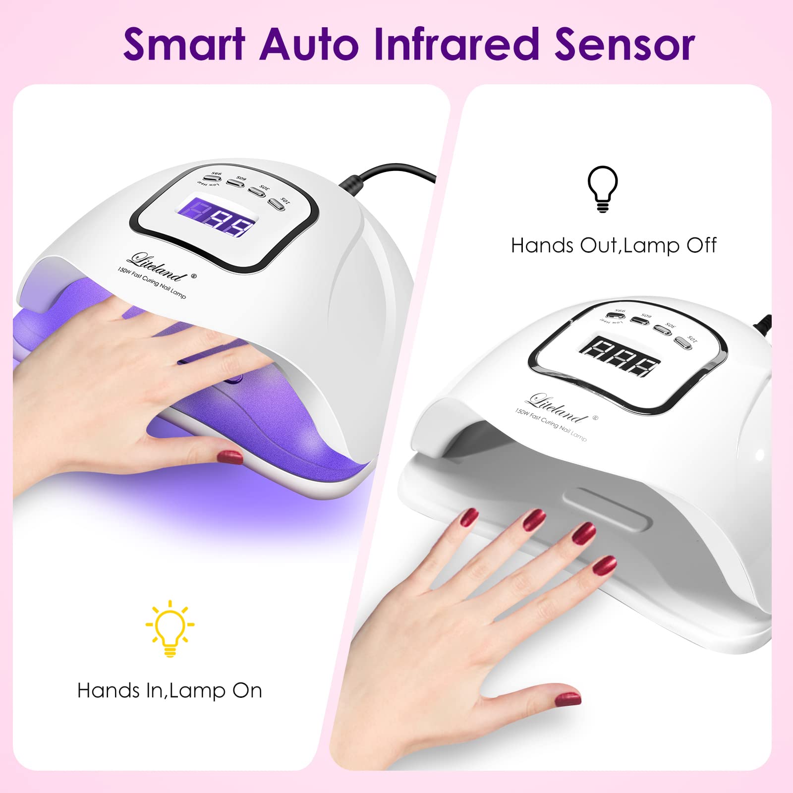 Liteland UV nail lamp portable handle for easy relocation