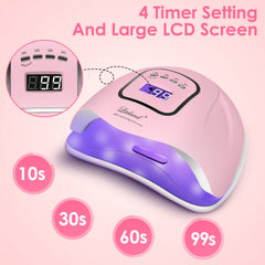 Liteland UV nail lamp top panel highlights controls and timer options for precise curing.
