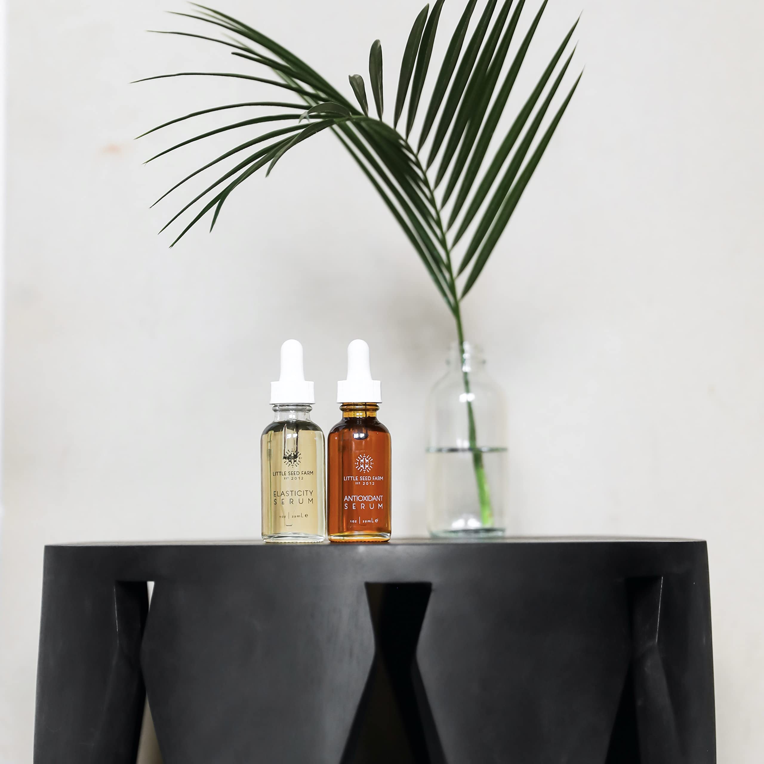 Little Seed Farm Elasticity Serum in postpartum-toning routine for gentle skin support.