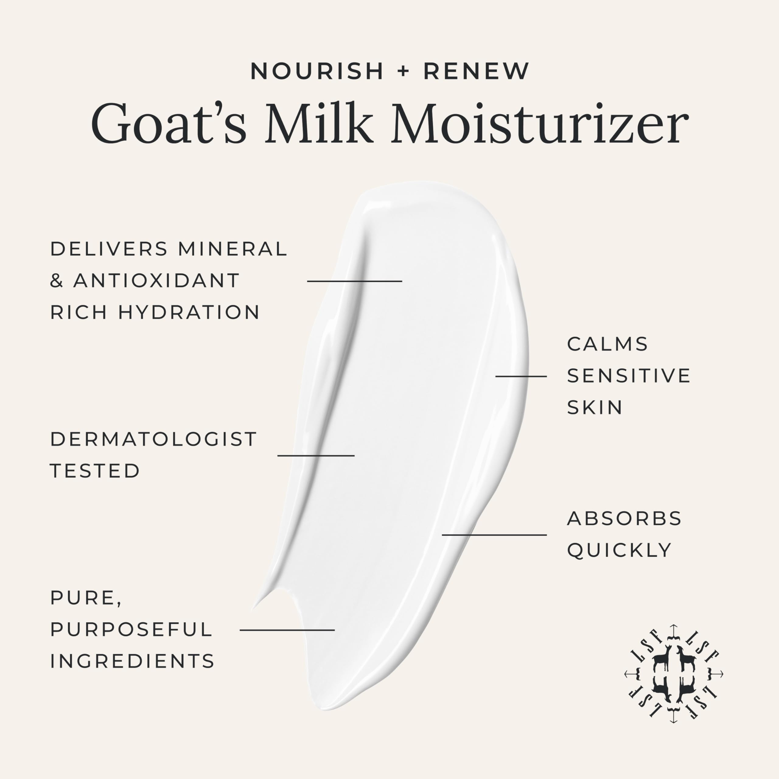 Little Seed Farm goats milk face moisturizer application scene suggests fast absorption and calm skin.