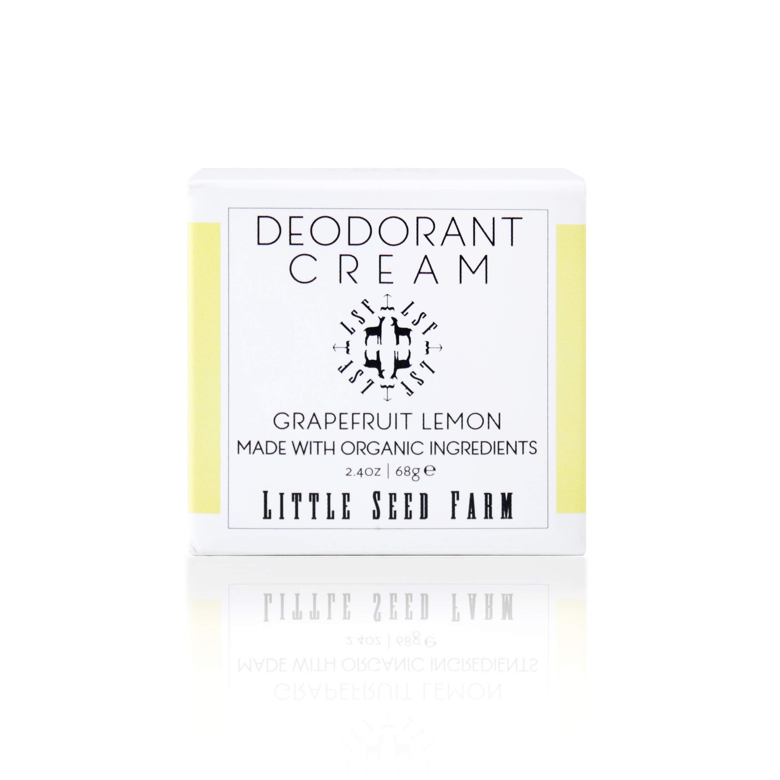 Little Seed Farm grapefruit lemon deodorant jar closeup showing creamy texture and long-lasting freshness