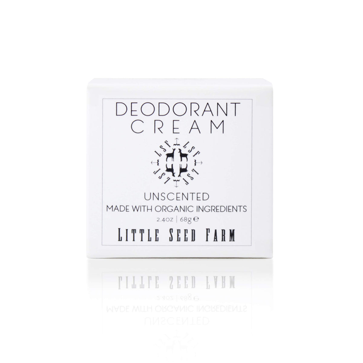 Little Seed Farm unscented deodorant cream jar shows aluminum-free formula for sensitive skin