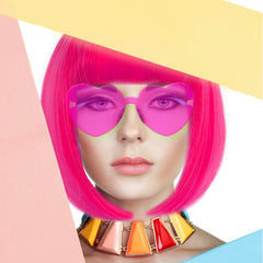 LIULIUBTY neon multicolor wig front view shows vibrant cosplay-ready styling.