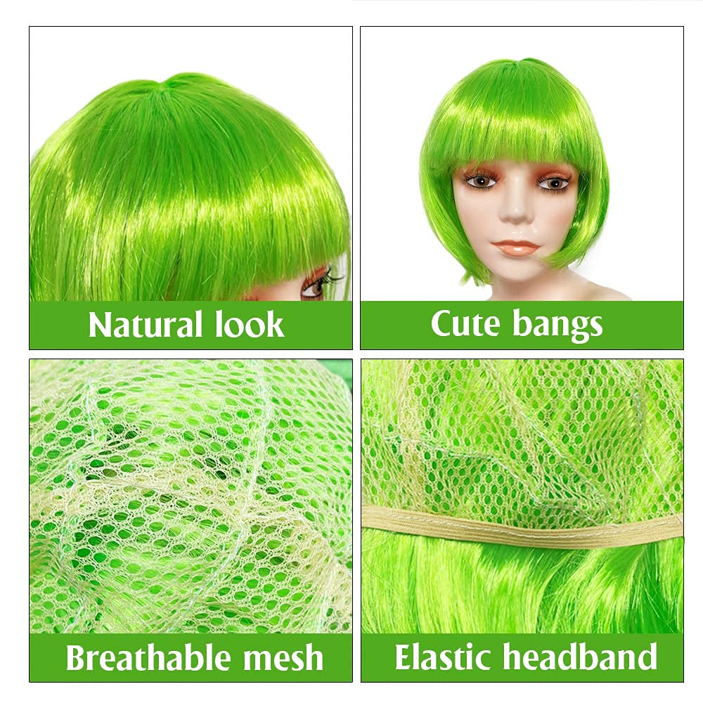 LIULIUBTY multi-color neon bob wig for bold social media posts.