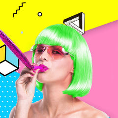 LIULIUBTY neon-yellow-green bob wig for festival-ready color.
