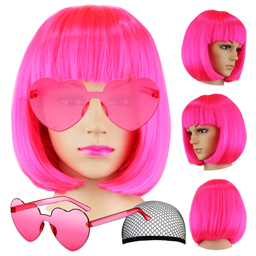 LIULIUBTY short bob wig with straight flat bangs for natural daily styling.