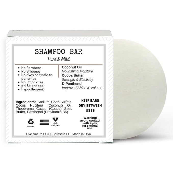 Liv Nature fragrance-free shampoo bar creates rich lather with 2-3 swipes.