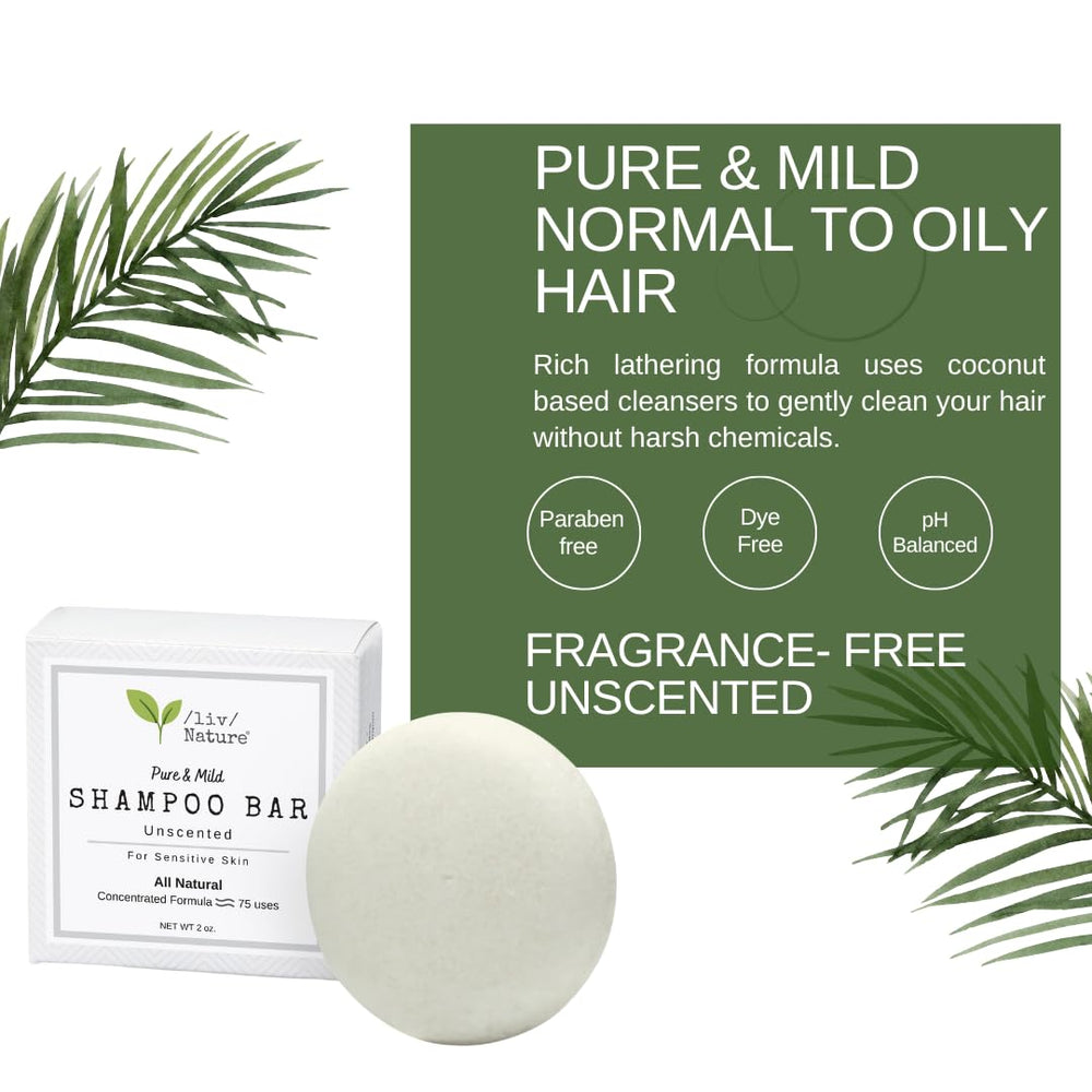 Liv Nature unscented fragrance-free bar suitable for perfume-sensitive routines.