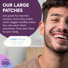 LivaClean patch on the chin provides full-face coverage for larger breakouts.