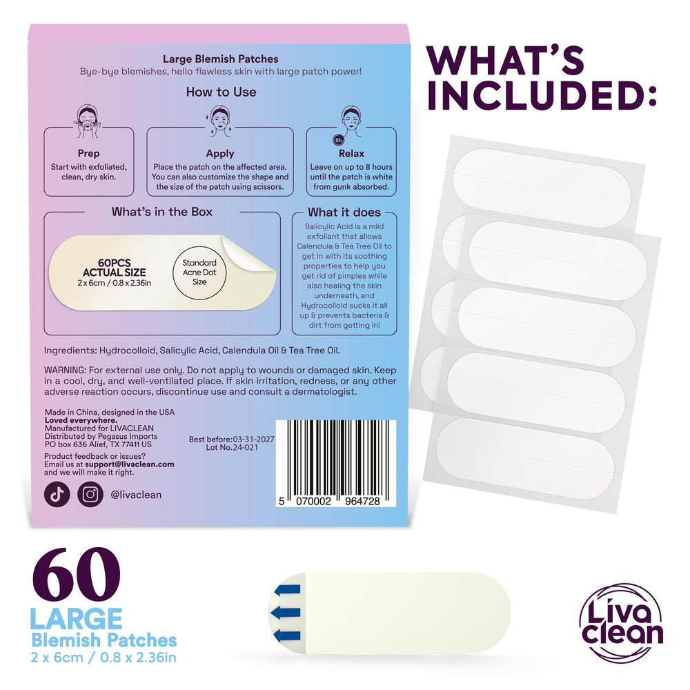 LivaClean large patches placed on the forehead for fast coverage during morning routine.