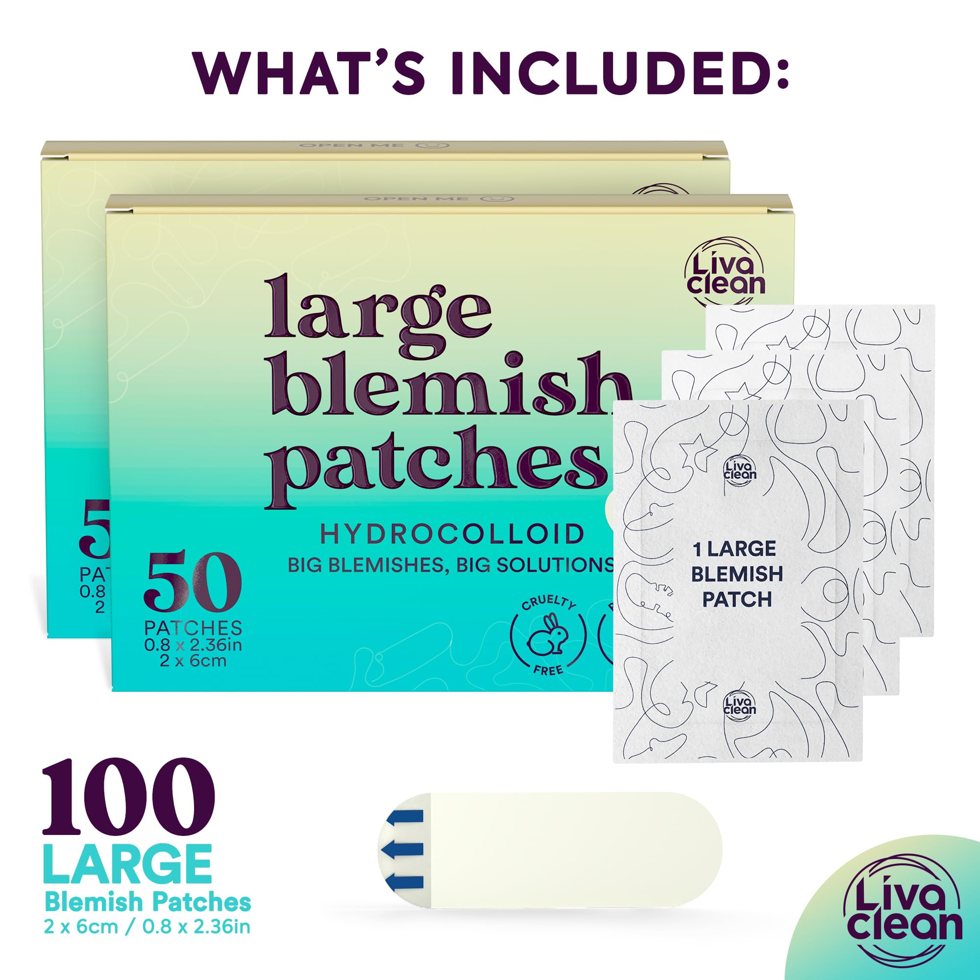 LivaClean LC100CT cut-to-fit large patches applied to the skin for precise coverage.