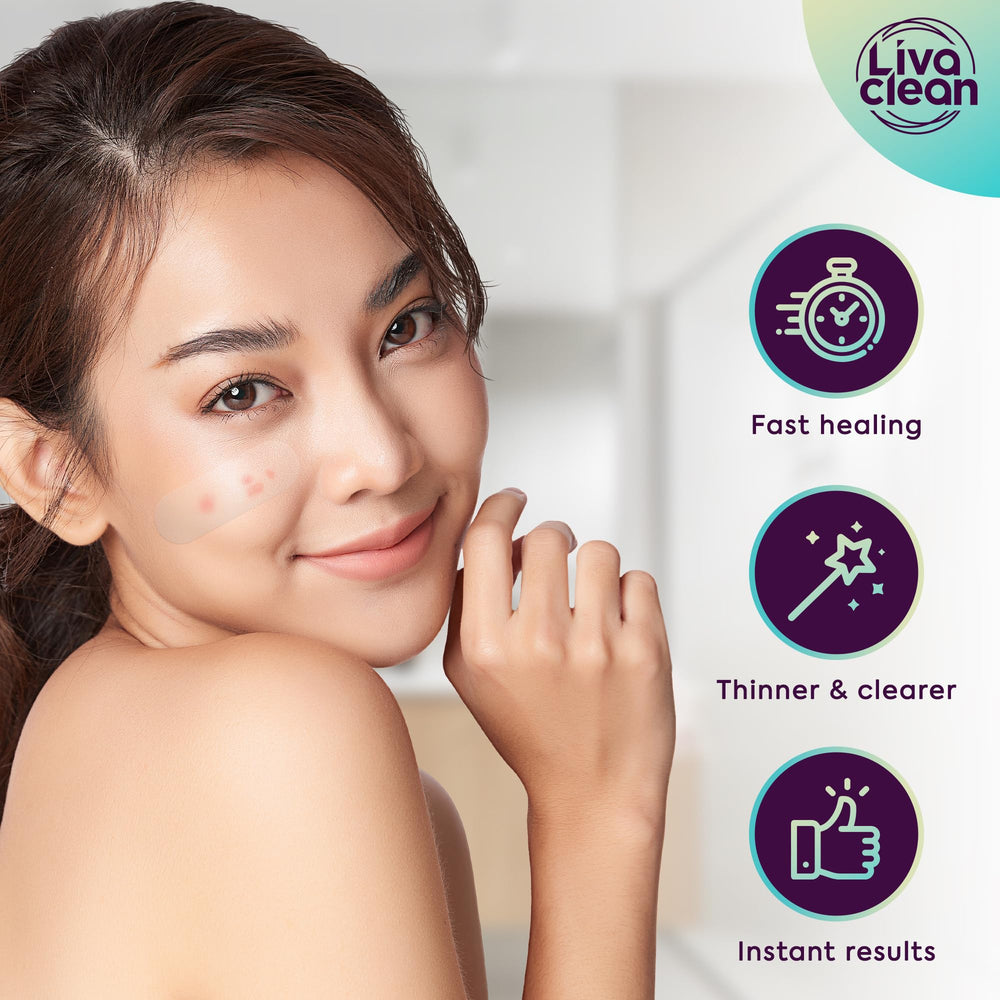LivaClean LC100CT large-coverage patch applied across cheeks and chin.