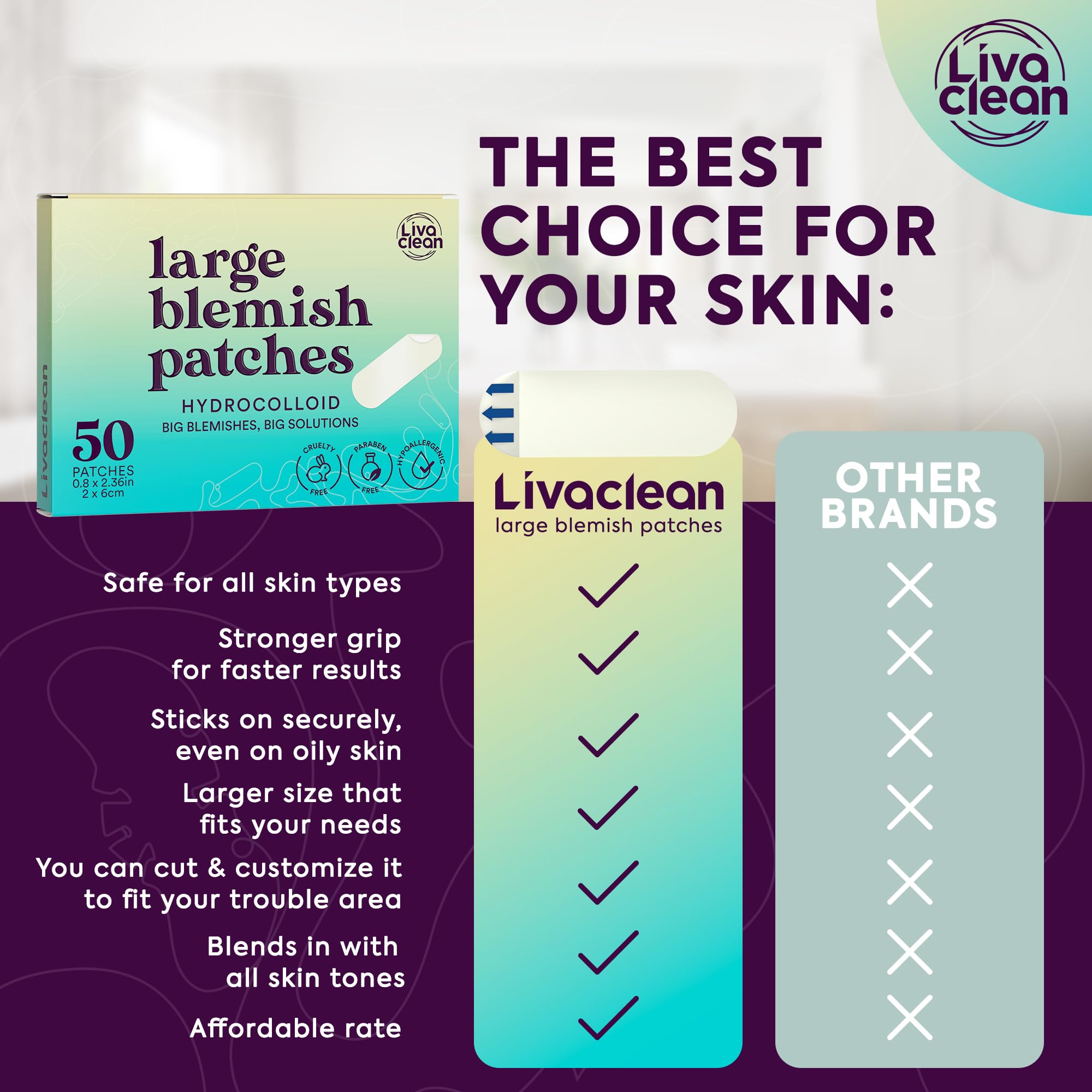 LivaClean LC100CT travel packaging highlights portable sterile patches.