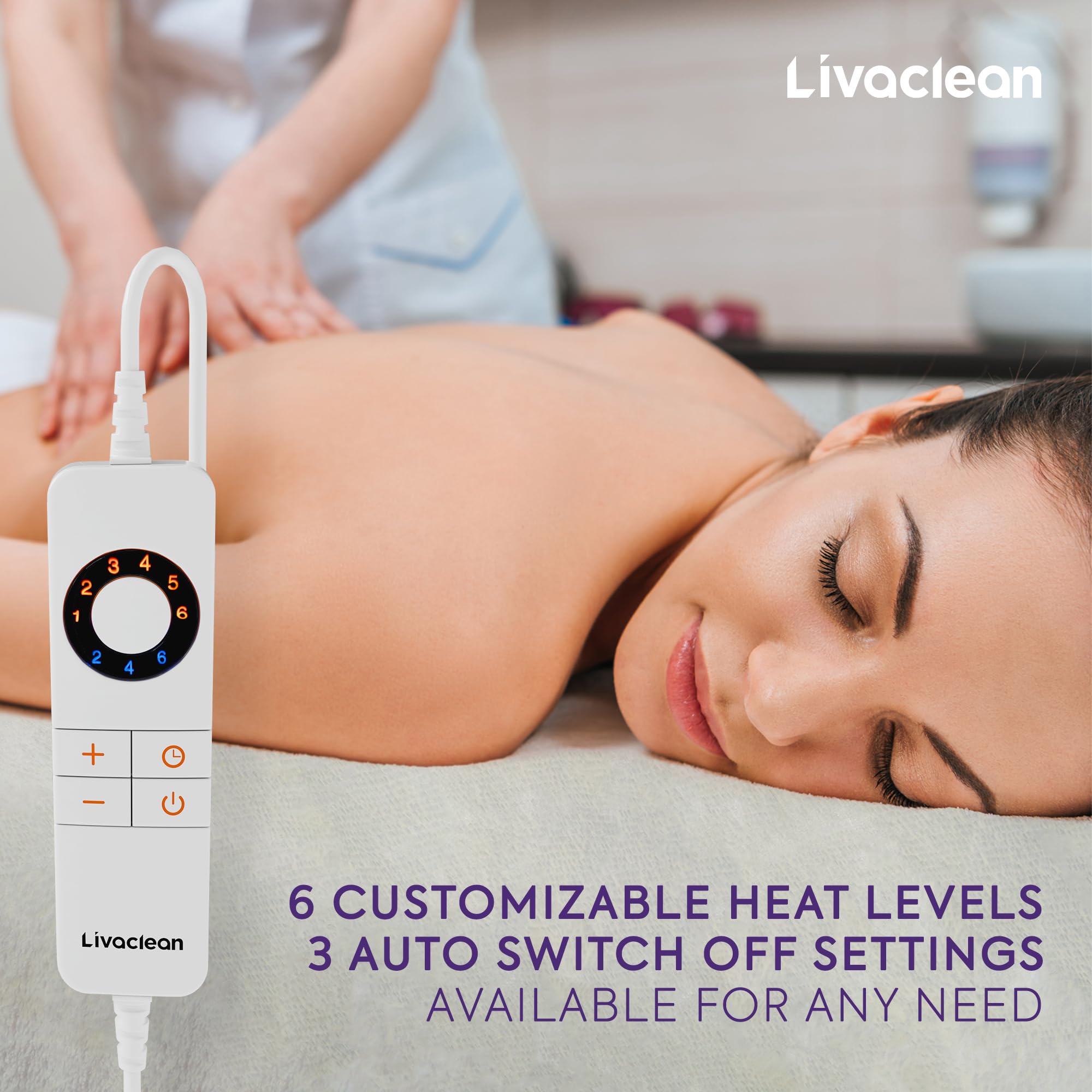 LivaClean massage table warmer corner strap detail with buckle ensures non-slip placement