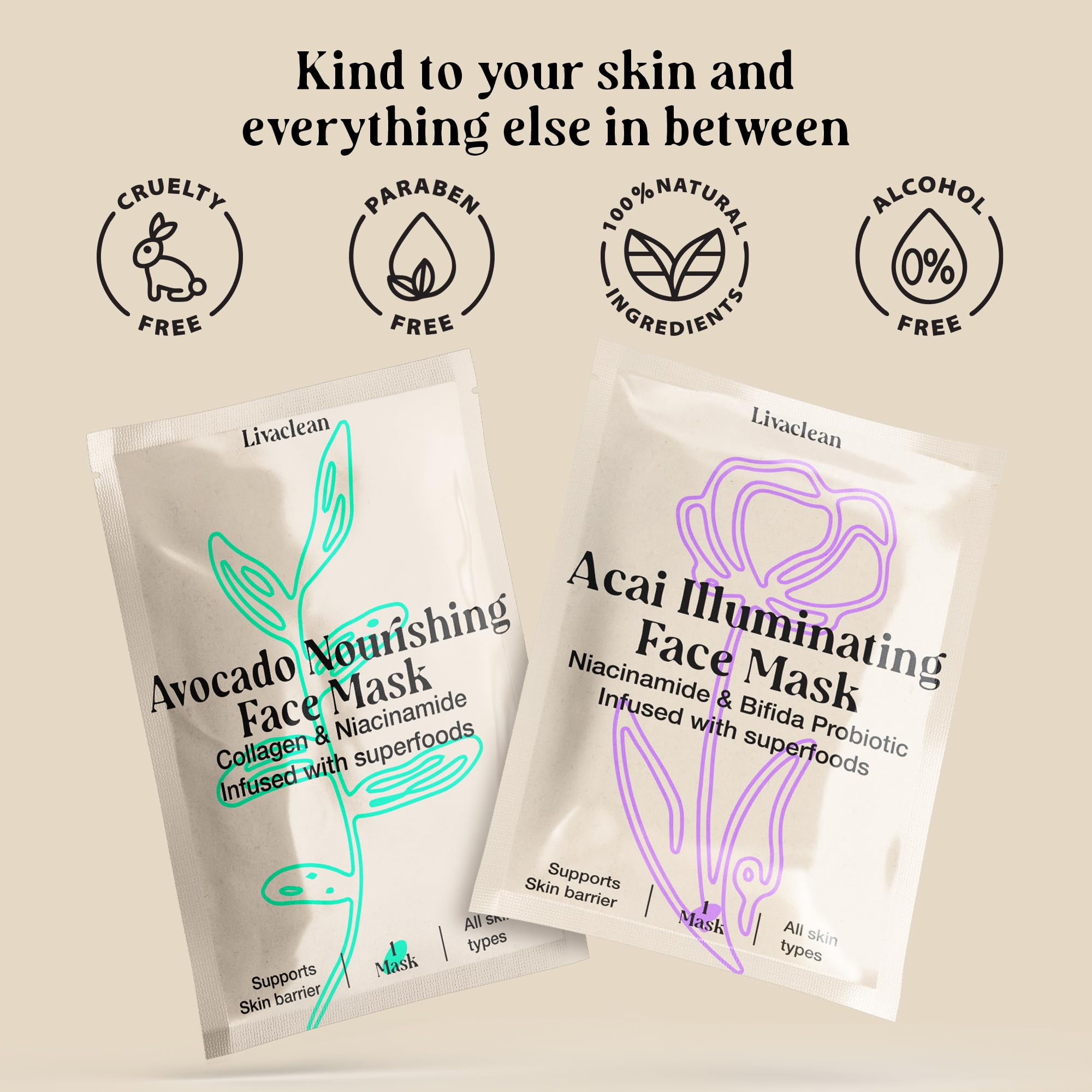LivaClean product label and hydration badge on pack, signaling long-lasting moisture