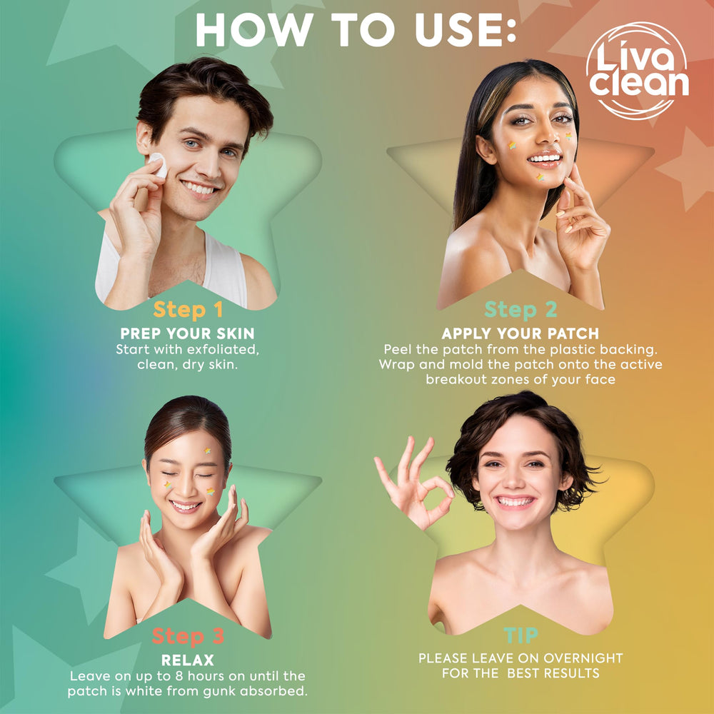 LivaClean Rainbow Superstar patches 14mm and 12mm sizes for versatile blemish coverage.