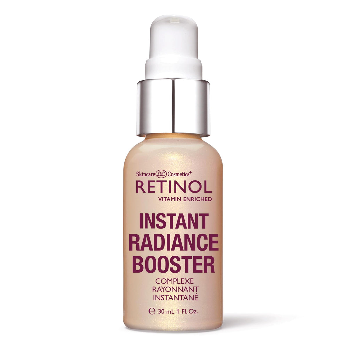 LIVAURA Retinol Instant Radiance Booster bottle closeup for instant glow and hydration.