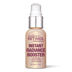 LIVAURA Retinol Instant Radiance Booster bottle closeup for instant glow and hydration.