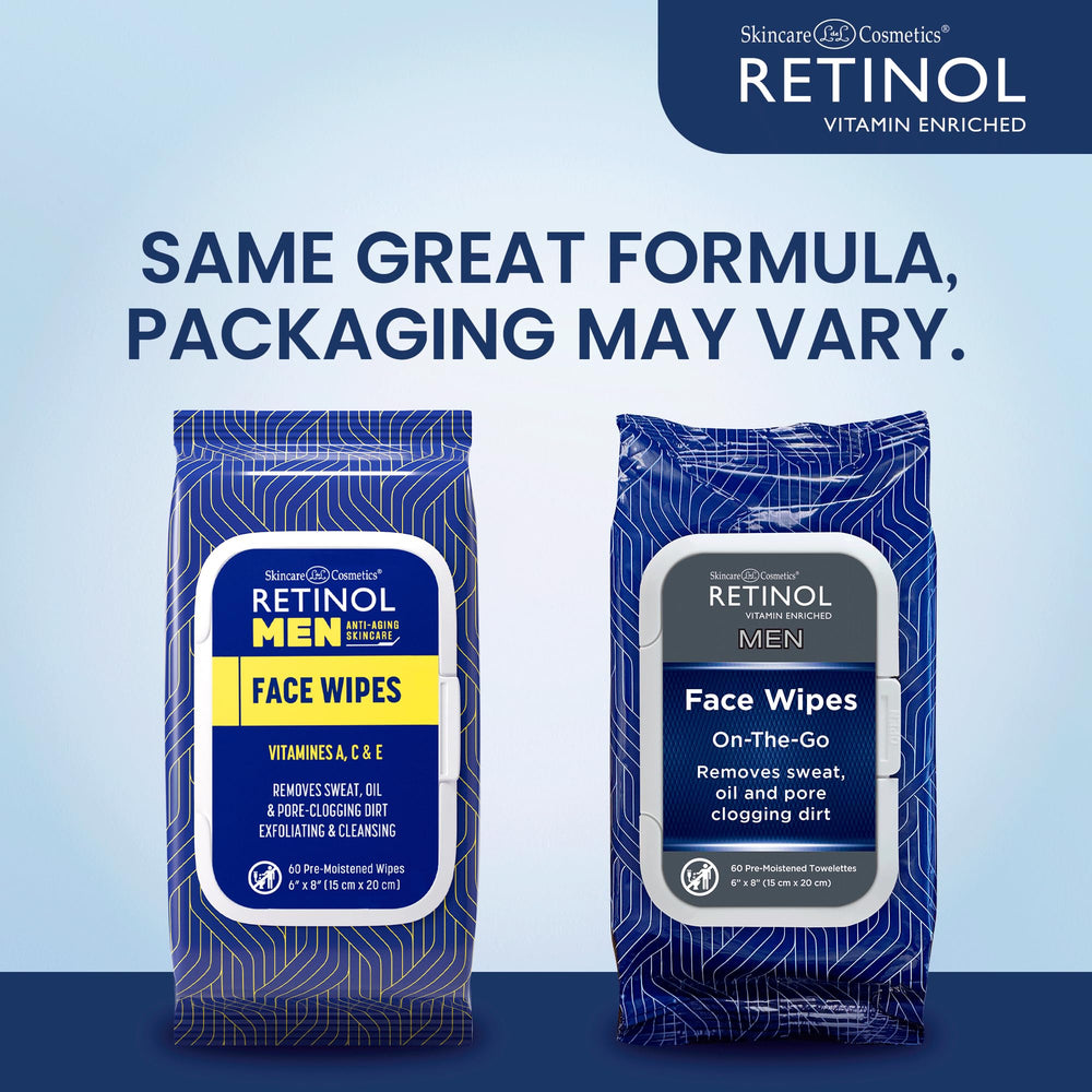 LIVAURA Retinol Men Wipes close-up shows large, durable towelettes for face and body