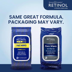 LIVAURA Retinol Men Wipes close-up shows large, durable towelettes for face and body