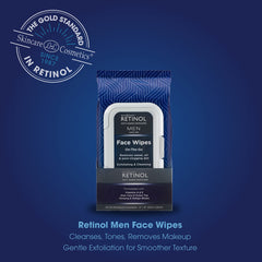 LIVAURA Retinol Men Wipes applied to face for quick cleansing