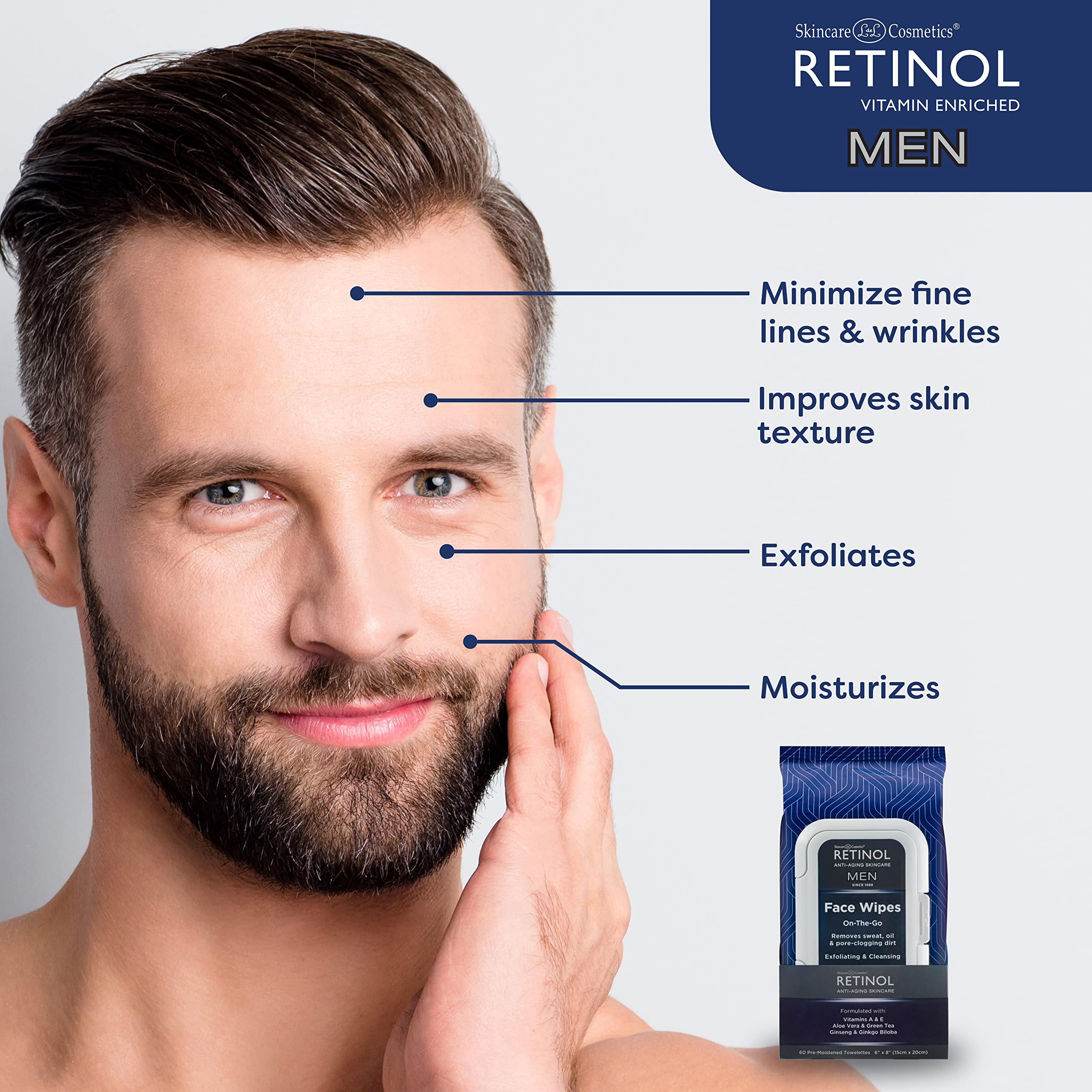 LIVAURA Retinol Men Wipes with micellar water lifting impurities and hydrating