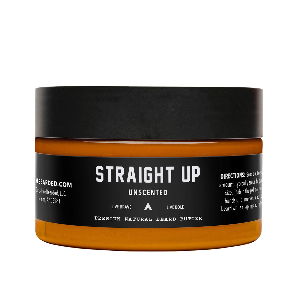 Live Bearded beard butter 3oz tub shows creamy texture for daily hydration.