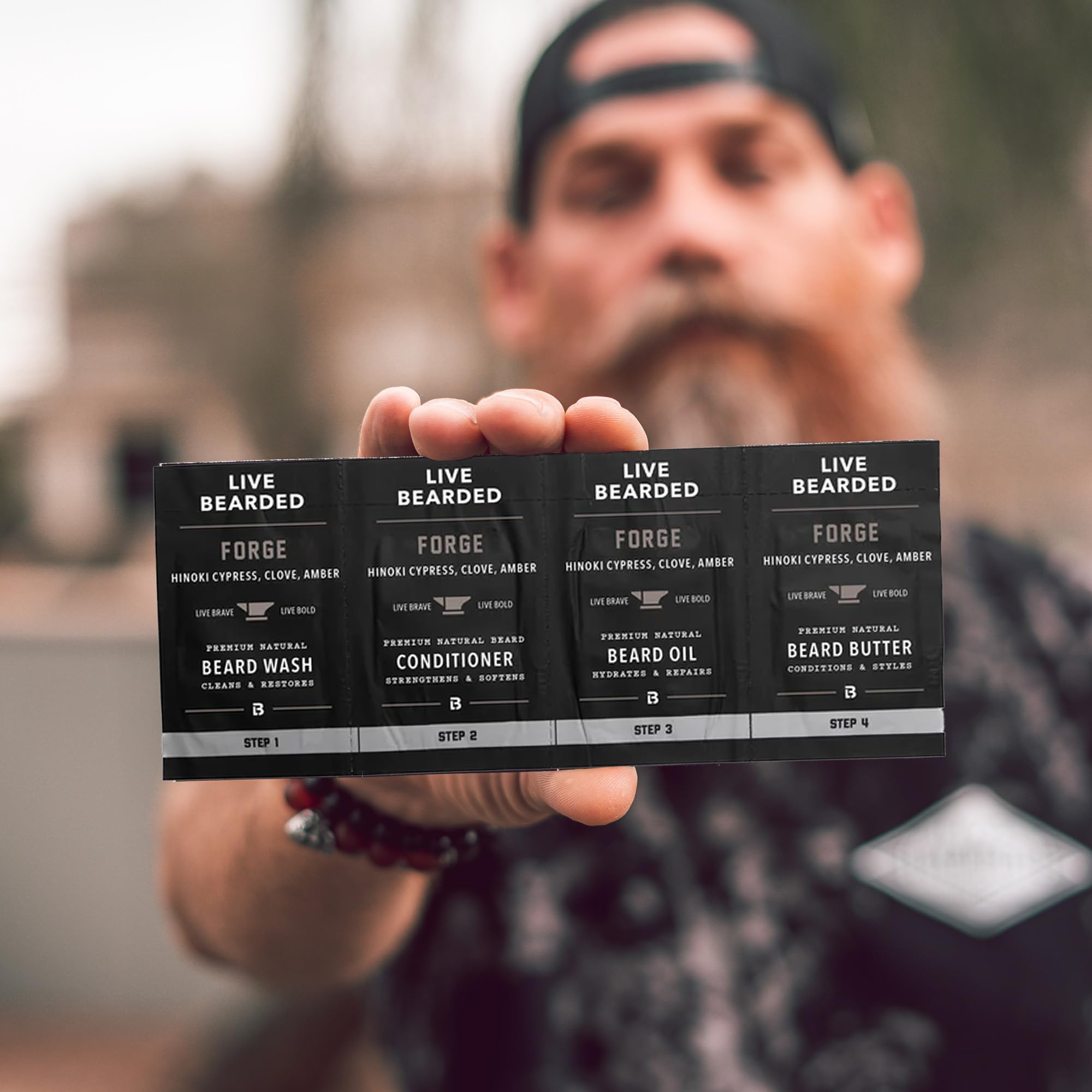 Live Bearded beard butter jar showcases rich hydration for softer, tangle-free beards.
