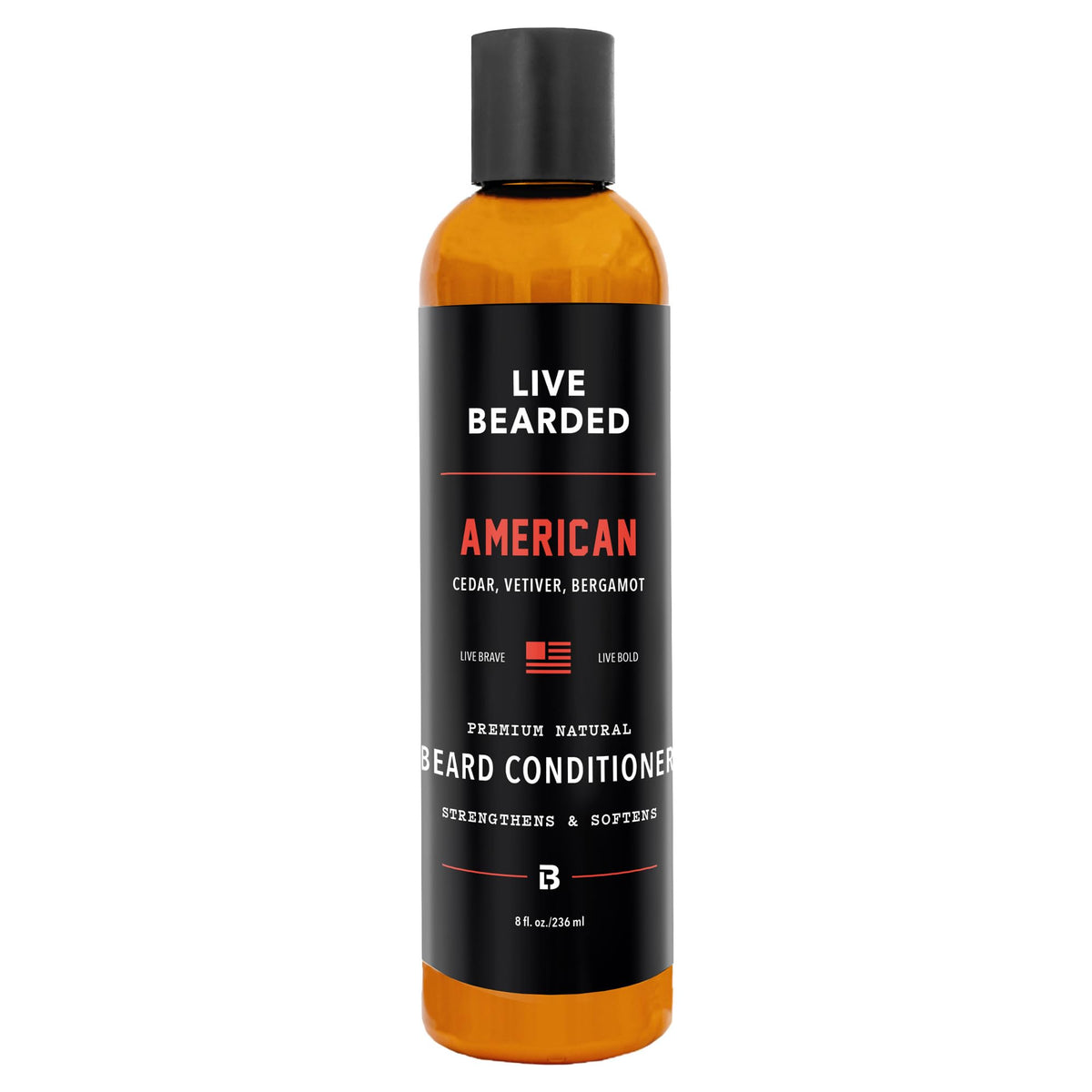 Live Bearded beard conditioner bottle 8 oz for easy grooming and daily softness.