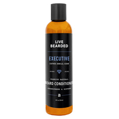 Live Bearded beard conditioner executive scent bottle for lasting freshness and softness.